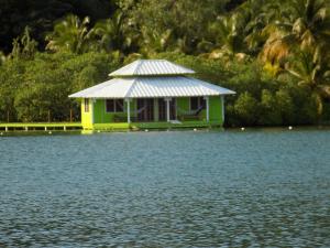 una piccola casa in mezzo a un corpo d'acqua di Mango Creek Lodge a Port Royal