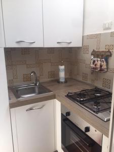 a kitchen with a sink and a stove at Agriturismo Podere Campalto in Campiglia Marittima