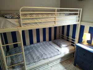 een slaapkamer met 2 stapelbedden in een kamer bij Ustka - Komfortowy domek nad morzem in Przewłoka