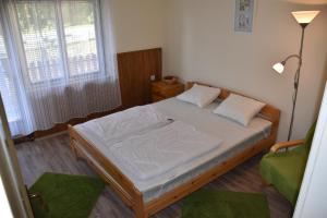 フォニョードにあるVarga Vendégházの窓付きの部屋にベッド付きのベッドルーム1室があります。