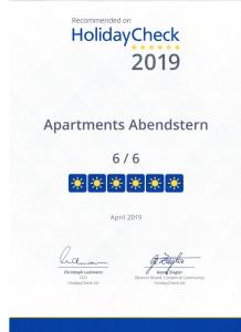 Majutusasutuses Gästehaus Ferienwohnung Abendstern olev sertifikaat, autasu, silt või muu dokument