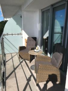 Balkón alebo terasa v ubytovaní HOLIDAY HOME Wechta Baltic 608 z widokiem na morze