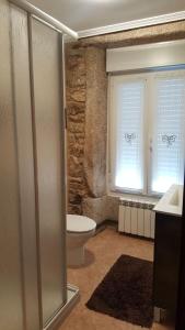 a bathroom with a toilet and a window at Casa Nunes in A Coruña
