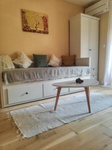 a living room with a couch and a coffee table at Apartman Matan, Postira in Postira