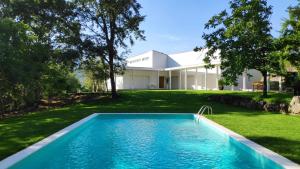 a swimming pool in front of a house at Casa de Apeleiras in Marco de Canaveses