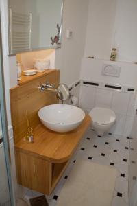 uma casa de banho com um lavatório e um WC em House Corte dei Matte' em Rovinj