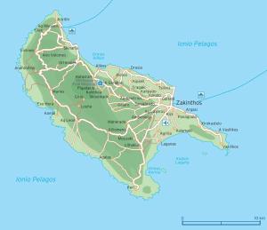 a map of dominica with cities and roads at STERNES house in Agios Leon
