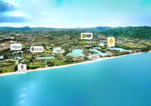 eine Luftansicht eines Resorts auf einer Insel in der Unterkunft Laguna Pool Villas in Strand Bang Tao