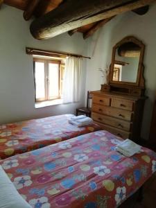 ナバレドンダ・デ・グレドスにあるCasa Rural La Pontezuela Arribaのベッドルーム1室(ベッド2台、ドレッサー、鏡付)