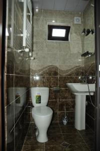 a bathroom with a toilet and a sink at Guest House IVO in Borjomi +22 photos