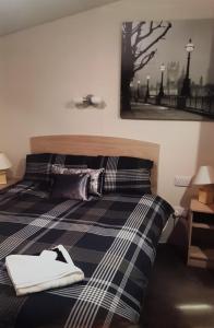 a bedroom with two beds and a picture on the wall at Craigrossie lodge33 in Auchterarder