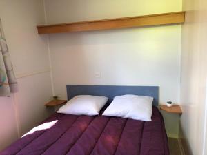 1 cama con 2 almohadas en una habitación en LE MEDOC AUX 4 VENTS en Jau-Dignac-et-Loirac