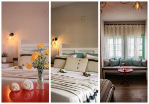 A bed or beds in a room at Bi Salkım Bozcaada Otel