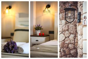A bed or beds in a room at Bi Salkım Bozcaada Otel