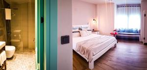 A bed or beds in a room at Bi Salkım Bozcaada Otel