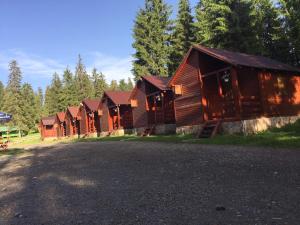 a row of wooden cabins in a row at Popas Turistic Padis in Padis