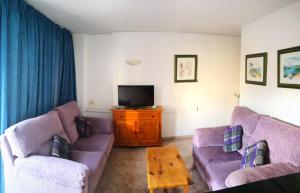 un soggiorno con 2 divani e una TV di Playa del Ingles Cosy Apartment a Maspalomas