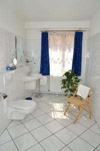 a bathroom with a toilet and a sink at Landhotel Gemeindeschänke in Wanfried +93 photos