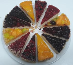 a plate of fruit cake on a white plate at Ba.Lù. in Guspini