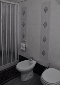 a bathroom with a toilet and a shower at I 3 Pini in Cassino