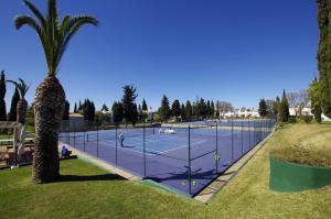 a couple of tennis courts with a palm tree at Rocha Brava Village Resort in Carvoeiro