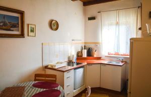 a small kitchen with a sink and a window at Apartment Zoja in Pinezici