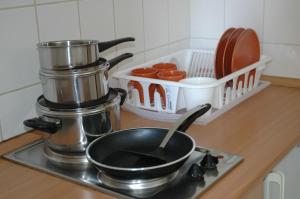 Kuchyň nebo kuchyňský kout v ubytování Szegedi Partfürdő Kemping és Apartman