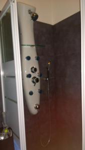um chuveiro na casa de banho com uma cabeça de chuveiro em La Casa della Musica em Gorizia