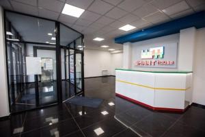 an empty office with a counter in the middle of a room at New quiet place in Kiev in Kyiv