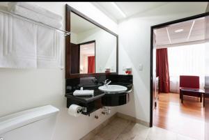 y baño con lavabo y espejo. en Suites Melchor Ocampo 445 en Ciudad de México