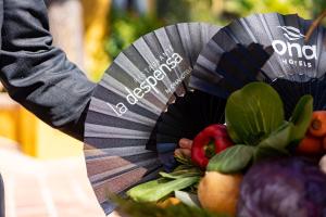a person holding a plate of fruit and vegetables at Ona Alanda Club Marbella in Marbella