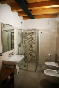 y baño con ducha, lavabo y aseo. en Ca' Vittori, en Valeggio sul Mincio