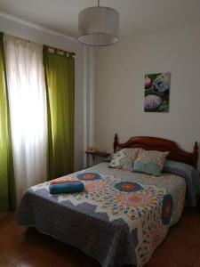 ein Schlafzimmer mit einem Bett mit einer Decke darauf in der Unterkunft El Cercado la montaña 4 Las Puntas in Las Puntas