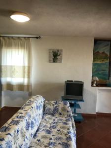 a living room with a couch and a tv at Casa Vacanze Il Pino in Cannigione