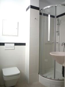 a bathroom with a shower and a toilet and a sink at Sun Akademie in Las Palmas de Gran Canaria +10 photos