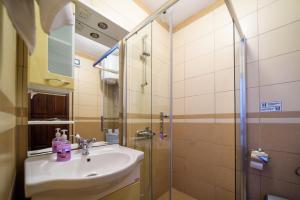 Kriva PalankaHotel Manastir Sv. Joakim Osogovski的带水槽和淋浴的浴室 更多37张照片