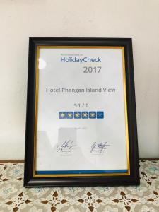 Certifikát, hodnocení, plakát nebo jiný dokument vystavený v ubytování Phangan Island View - SHA Extra Plus