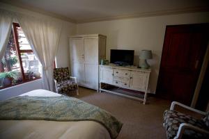 1 dormitorio con 1 cama, vestidor y TV en Inyameko BnB, en Centurion