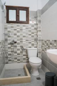a bathroom with a toilet and a sink at Afroditi Pansion in Agios Nikitas