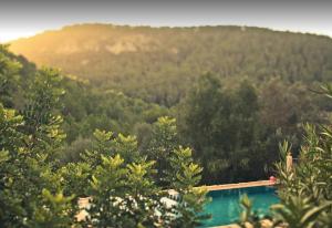 uitzicht op een berg met bomen en een zwembad bij Agroturismo Can Torna AG178 in Esporles