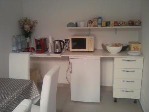 a kitchen with a counter with a microwave on it at MAGNA GRECIA B&B in Reggio Calabria