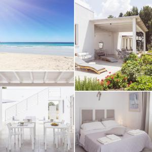 トッレ・ラピッロにあるLE STELLE DI ARNEO - Casa Vacanzeのベッドルームとビーチのコラージュ