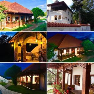 a group of four pictures of a house at Conacul Grigorescu in Răteşti