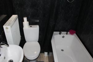 a bathroom with a toilet and a sink and a bath tub at Napier Town House - Self Catering - Guesthouse Style - Twin and Double Rooms in Workington