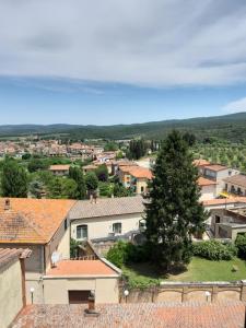 a view of a town from the roof of a building at Appartamento il castellare in Rapolano Terme