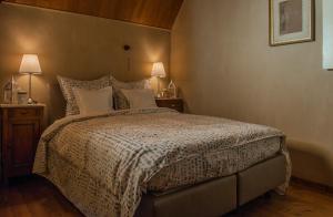 sypialnia z dużym łóżkiem z 2 lampami w obiekcie B&B Tspijker w mieście Mol