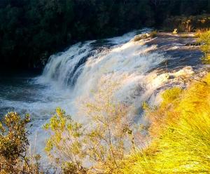 a waterfall on the side of a river at Tedesco Eco Park in São Francisco de Paula