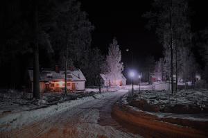 冬天的Vildmarks Lodge