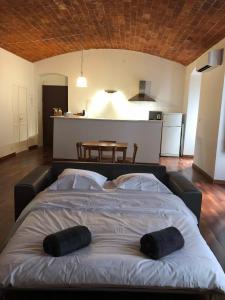 1 dormitorio con 1 cama grande y 2 almohadas en Boulevard GRAZIANI en Bastia