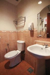 a bathroom with a toilet and a sink at Rose Cottage Hotel Taman Daya in Johor Bahru